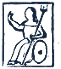 A seated Britannia figure with a shield and trident, struck in a rectangular punch