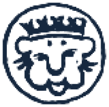 A crowned leopard's head punch mark inside a circle