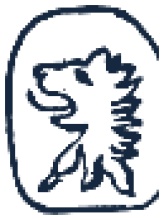 A lion's head erased punch mark, shown in profile